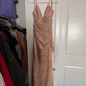Gold sequin prom dress